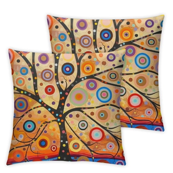 nygtbtfer Colorful Painting Trees European Square 2pcs Fashion Home Decor Pillowcase Color Candys Wave Throw Pillow Case with Hidden Zipper Decorative Pillowcase White