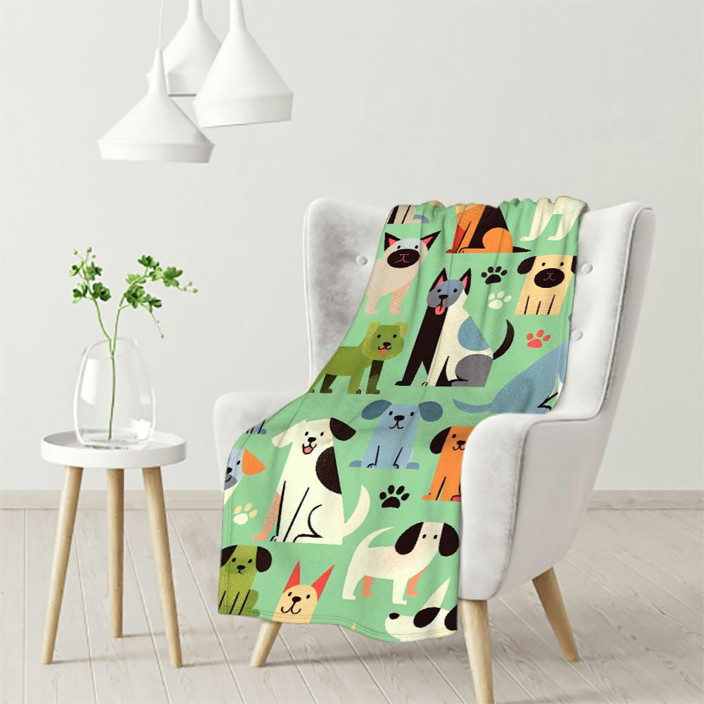 Funny Black Cats Throw Blanket - Ultra Soft Fleece Blanket With Cute Animal Silhouettes (50x40 Inches)