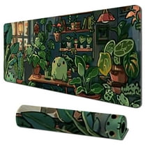 nygtbtfer Cute Frog Mouse Pad Desk Pad Green Desk Decor Mat, Large Gaming Mouse Pad for Desk Computer Keyboard Laptop, Desk Decor Home Office Accessories for Girl with Stitched Eges Pad 31.5x11.8 in