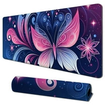 nygtbtfer Cute Pink Extra Large Keyboard Laptop Mouse Pad Beautiful Desk Mat with for Women Desktop, Extended Desk Pad with Stitched Edges and Non-Slip Base 31.5x11.8 in