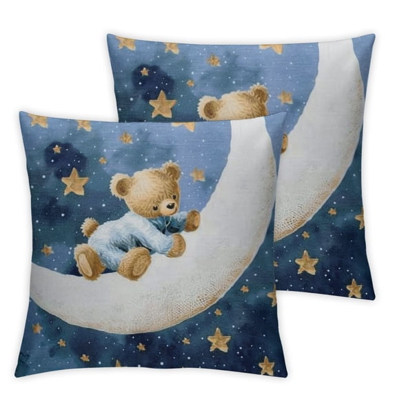 nygtbtfer Cute Sleeping On The Moon Throw Pillow Covers Set of 2 Decorative Pillowcases Soft Cushion Covers for Sofa Couch Bed Home Decor White