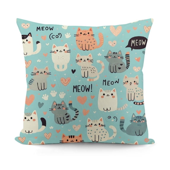 nygtbtfer Cute and Cyan Blue Background Throw Pillow Covers Decorative Pillowcases Soft Cushion Covers for Sofa Couch Bed Home Decor White