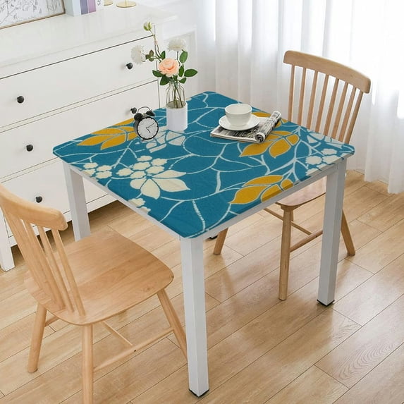 nygtbtfer Dahlia Pinnata Tablecloth Rectangle, Spring Summer Floral Table Cloth, Flower Table Cover for Party Picnic Dinner Decor, Yellow and Teal,