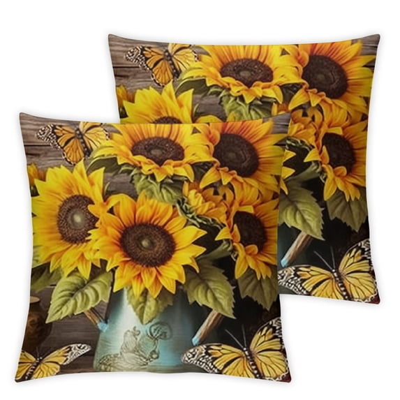 nygtbtfer Decor with Pattern Wood Background Rustic Farmhouse Decorations Summer Autumn Decorative Pillow 24x24in