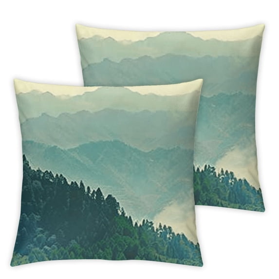 nygtbtfer Decorative Cushion Cover Pillowcase Sky High Mountain Morning Time Spring Natural Nature Green Outdoor Scenery Design Tourism Soft Throw Pillows Covers 20x20in