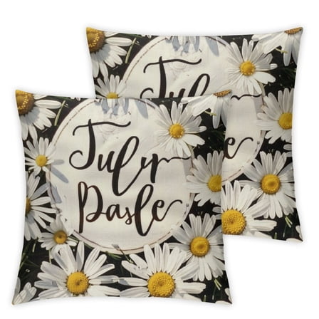 nygtbtfer Decorative Pillow s Decor Throw Pillow of 2 Flower Decor for Sofa White