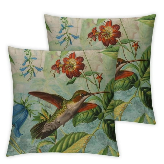 nygtbtfer Decorative Pillowcases Green and Ivory Scintillant Hummingbird Customizable Cushion Rectangle Boudoir Size Throw Pillow Case Hidden Zipper One Side Design Printed White