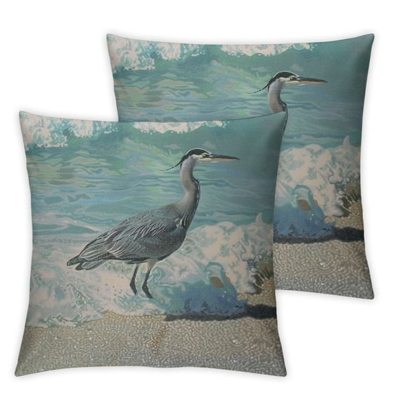 nygtbtfer Decorative Throw Pillow Cover Beach Sea Wave Watercolor Painting Decor Pillowcase with Hidden Zipper Decor Cushion Covers Set of 2 White