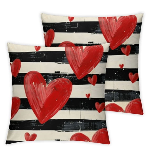 nygtbtfer Decorative Throw Pillow Set of 2, Black White Stripes Porch Outdoor Home Decor, Anniversary Wedding Couch Cushion Case White
