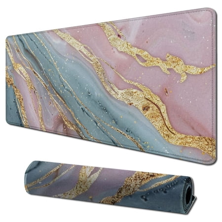 nygtbtfer Desk Mat, Gaming Mouse Pad Wrist Support and Keyboard Wrist Rest Set, Ergonomic Desk Pad Large with Non-Slip Base, Mousepad for Home, Office, Women(Rose Gold Pink) 31.5x11.8 in