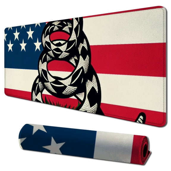 nygtbtfer Desk Mat,Large Mouse Pad XXL Extended Gaming Mouse Pad Mat with Non-Slip Base Stitched Edge Mousepad for Computer,Office,Keyboard and Laptop - Don't Tread On Me American US Flag