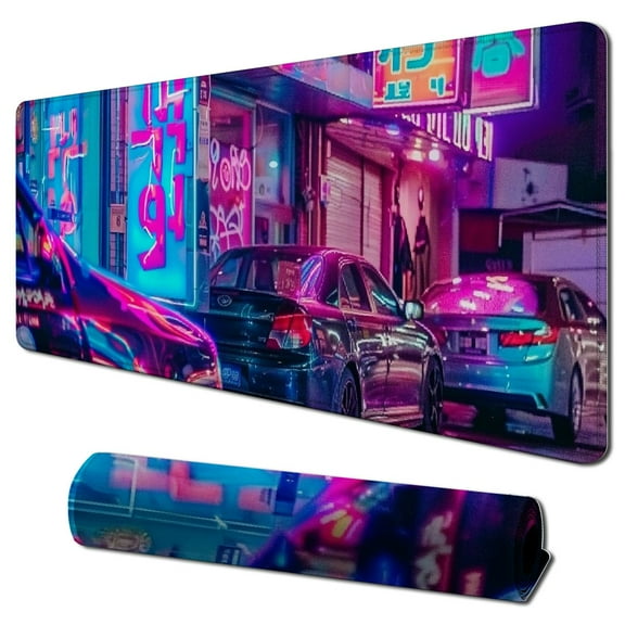 nygtbtfer Desk Mat Street Japanese Mouse Pads , Skyline City Desk Mat for Desktop Pad XXL Gaming Mouse Pad for Computer Office Keyboard Laptop Pad 31.5x11.8 in