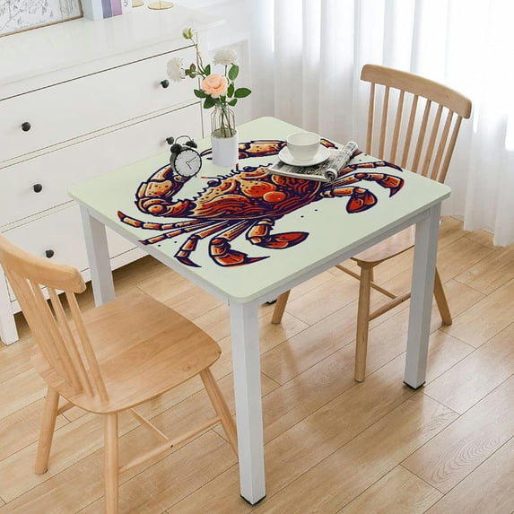 nygtbtfer Doodle Seafood Tablecloth for Holiday Birthday Party Table Decor, Outdoor Table Cloth Round Tables for Dining Room Banquet Farmhouse Tablecloths, Elastic Edge