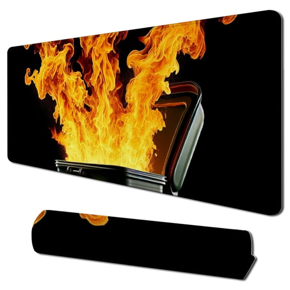 nygtbtfer Dumpster on FireMouse Pad , Cute Funny Mousepad for Laptop Gaming, Stitched Edge Non-Slip Rubber Base, Home Office Decor Desk Accessories, It's Fine I`m Fine Everything is Fine 31.5x11.8 in