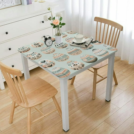 nygtbtfer Easter Egg Color Explosion Vinyl Flannel Backed Tablecloth, Cheerful Spring Easy Care Vinyl Tablecloth with Flannel Backing