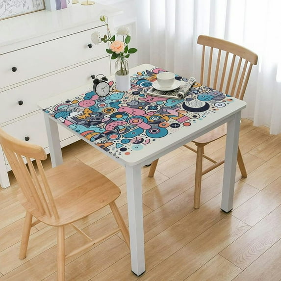 nygtbtfer Easter Market Farm Truck Vinyl Flannel Backed Tablecloth - Spring Flower Market, and Egg Print Indoor/Outdoor Easy Care Vinyl Tablecloth,