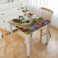 thumbnail image 1 of nygtbtfer Easter Rabbit Flower SquareFitted Tablecloth Elastic Edge  Oil-Proof Table Cover Stain-Resistant Table Cloth Fits Round Tables  white, 1 of 8