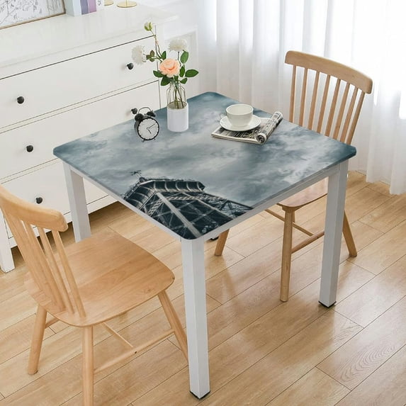 nygtbtfer Eiffel Tower Dramatic Sky Landscape Tablecloth Table Cloths Cover Mat Lace Washable Polyester Spill Proof Table Covers for Kitchen Party Picnic Dinner Table Decoration white