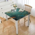 thumbnail image 1 of nygtbtfer with Elastic Edge, Square Fitted Table Cloth, Wipeable Table Cover for Indoor Party Kitchen Dinner Fits Diameter Square Table, Colorful Ocean Fish Seagulls white, 1 of 7
