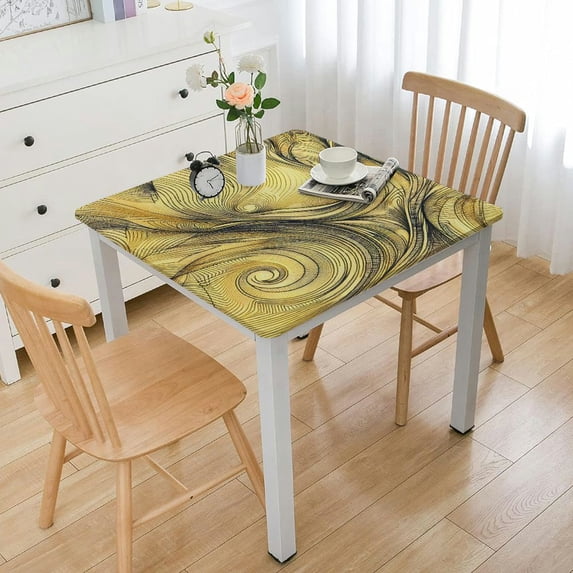nygtbtfer Elastic Square Tablecloth, Wild Herb Grass Field with Square Dining Table Cover, for Outdoor Indoor Holiday Picnic Party Cloth, Grey Green White