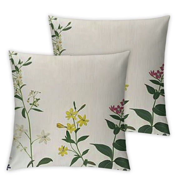 nygtbtfer Embroidered Flowers Throw Pillow Cover Farmhouse Pillowcase Floral Decorative Cushion Pillow Case for Couch Sofa Bed Chair (Multi-Flowers) White