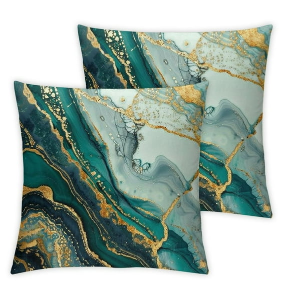 nygtbtfer Emerald Green and Gold Home Sofa Decorative Throw Pillow Covers Set of 2 Green and Gold Living Room Bed Decor Couch Cushion Cover Pillow Covers Pillowcase White