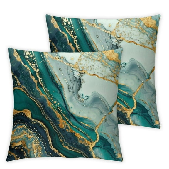 nygtbtfer Emerald Green and Gold Home Sofa Decorative Throw Pillow Covers Set of 2 Green and Gold Living Room Bed Decor Couch Cushion Cover Pillow Covers Pillowcase White