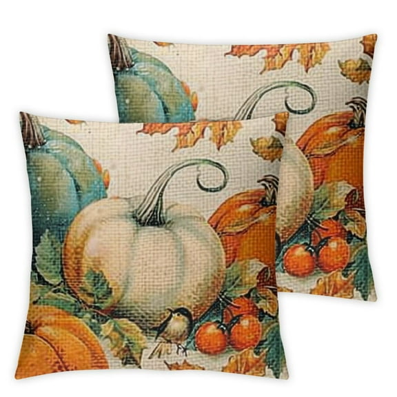 nygtbtfer Fall Pillow Covers Teal Orange White Green Pumpkins Decorative Couch Pillow Cases Set of 2 Thanksgiving Throw Pillows Farm Decor For Room Porch Patio Couch Outdoor White