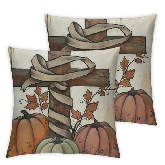 nygtbtfer Fall Pumpkin Pillow Covers Autumn Cross Throw Pillow Case Decorative Farmhouse Thanksgiving Cushion Cover for Home Couch Car Office Supplies White