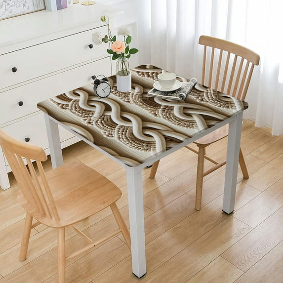 nygtbtfer Farmhouse Style Linen tablecloths, Wrinkle Resistant Washable Dining Room Table Cloths for Rectangle Tables - Hemstitch Light Coffee White