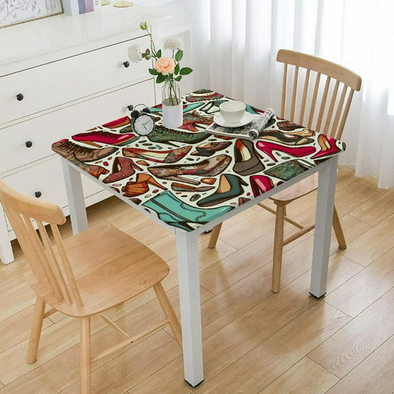 nygtbtfer Fashion Round Tablecloth, Themed Elements Women High Heels , Circle Table Cloth Cover for Dining Room Kitchen Decoration