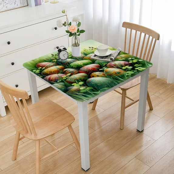 nygtbtfer Fitted Tablecloth Easte Small Table Cover with Wipeable Circle Table Cloths for Party Patio Decor White