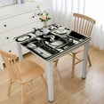 thumbnail image 1 of nygtbtfer Fitted Tablecloth Elastic Edged Table Cover, Aromatic Drink Cups Wipeable Table Cloths for Kitchen Dining Party Fit up Tables,Candy Cake Sketch on Black White, 1 of 7