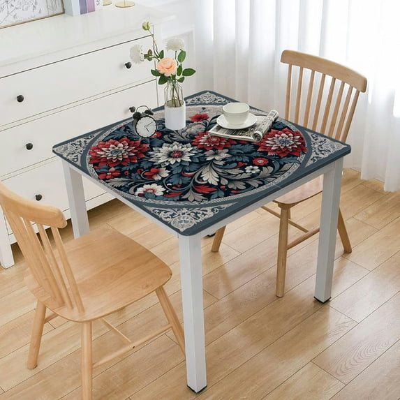nygtbtfer  Fitted Tablecloth Elastic Edged Table Cover,Independence Day Poppy F Wipeable Table Cloths for Kitchen Dining Party Fit up Tables,Watercolor Floral on White