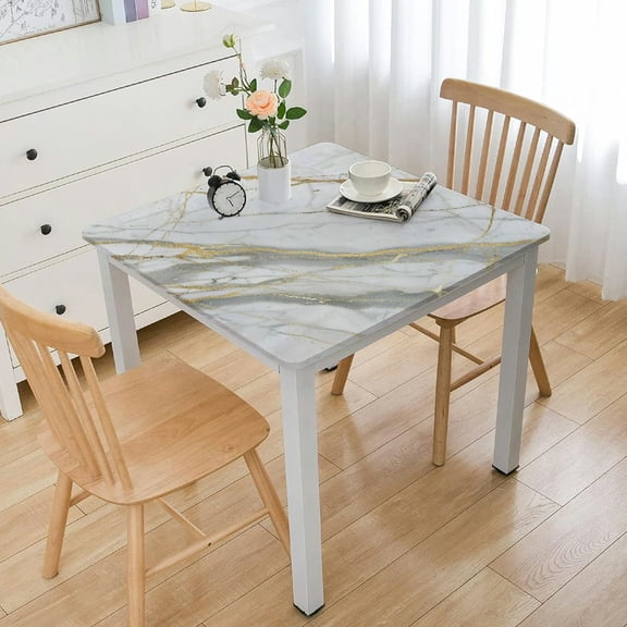 nygtbtfer Fitted Tablecloth Elastic Edged Table Cover,Modern White  Wipeable Table Cloths for Kitchen Dining Party Fit up Tables,Abstract Stone Crack Texture