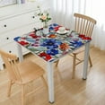 thumbnail image 1 of nygtbtfer  Fitted Tablecloth Elastic Edged Table Cover,Watercolor Blue Red Spring Flower Wipeable Table Cloths for Kitchen Dining Party Fit up Tables,Green Leaves on Linen, 1 of 7