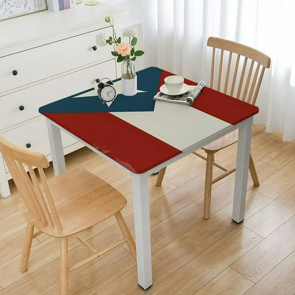 nygtbtfer Fitted Tablecloth with Elastic Puerto Rico Flag Tablecloths Star Red Stripes And Blue Patriot Table Cover for Dinner Party Fits Tables up to Diameter 36*36