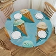thumbnail image 1 of nygtbtfer Fitted Tablecloth for Round Table, on Blue Back Table Cover with Elastic Edge Table Cloth,Summer Theme Circle Table Covers for Kitchen Indoor Outdoor Picnic Party 42-46, 1 of 8