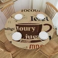 thumbnail image 1 of nygtbtfer Fitted Tablecloth for Round Table,Brown Coffee Bean Cup Seamless Table Cover with Elastic Edge Table Cloth,Black Words Cafe Circle Table Covers for Kitchen Indoor Outdoor Picnic Party 42-46, 1 of 8