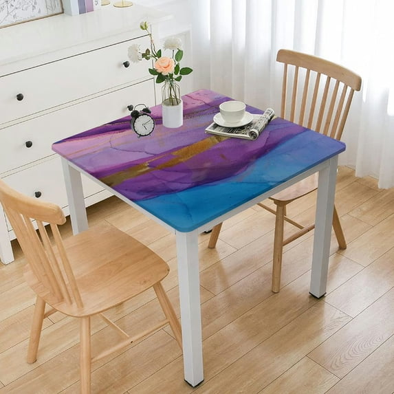 nygtbtfer Fitted Tablecloth Square, Elastic Edge Polyester Home Decor Table Cover, Erasable Washable Fabric Table Cover, for Family Picnic Party Table Cloth white