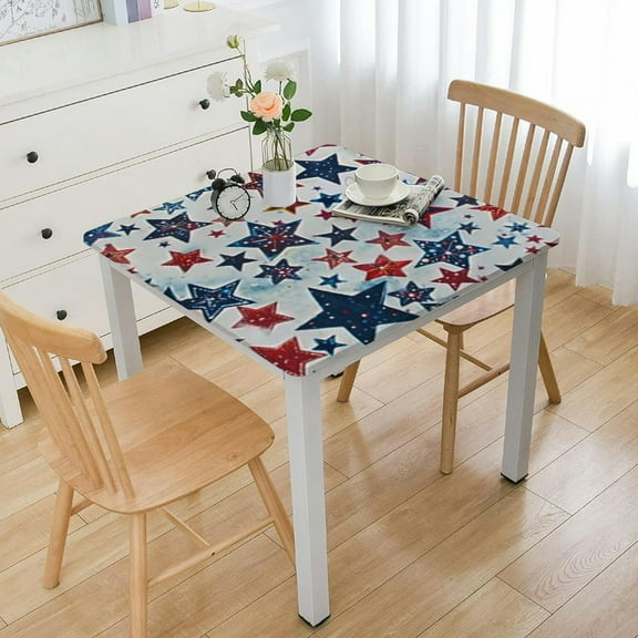 nygtbtfer Fitted Tablecloth with Elastic Edge American Flag Star Stripes Patio Table Cover Cloth Tablecloth for Party Fits Tables up to 36*36