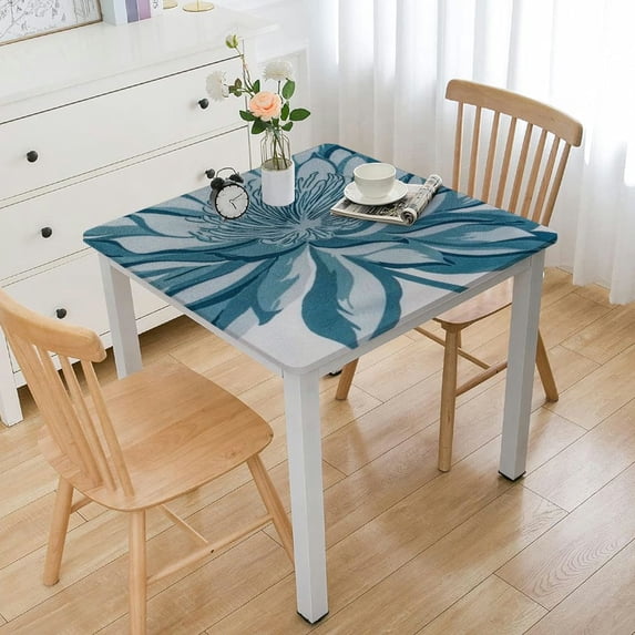 nygtbtfer FittedSquare Table Cover,, Elastic Edge Home Decor Washable Wrinkle Proof Fabric Polyester for Patio Picnic BBQ Use white