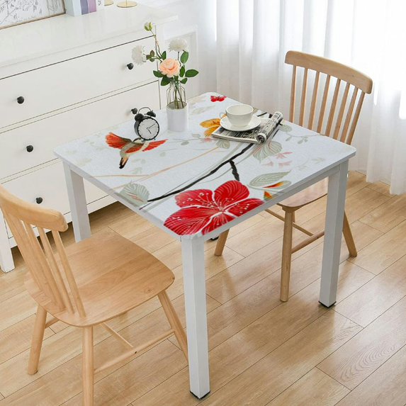 nygtbtfer Floral Elastic Edged Tablecloth, Swirling Florets Beauty Wavy Lines Butterflies Home Decorative Tablecloths, Great for Home Kitchen/Parties/Holiday Dinner, Multicolor white