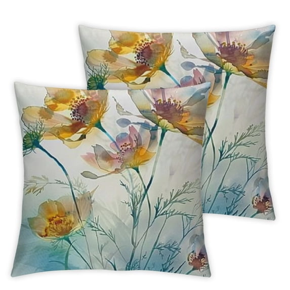 nygtbtfer Floral Throw Pillow Covers Painting Flower Botanical Farmhouse Vintage Nature Velvet Washable Decorative Couch Bedroom with Zipper Pillow Covers Set of 2 24x24in