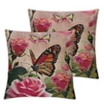 thumbnail image 1 of nygtbtfer  Flower Decor Butterfly Fliying on The Pink Rose Square Throw Waist Pillow Case Decorative Cushion Cover Pillowcase Sofa 24x24in, 1 of 7