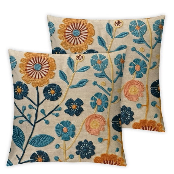 nygtbtfer Flower Embroidered Decorative Throw Pillow Cushion Covers for Home Bed Room Decor Multicolor A White