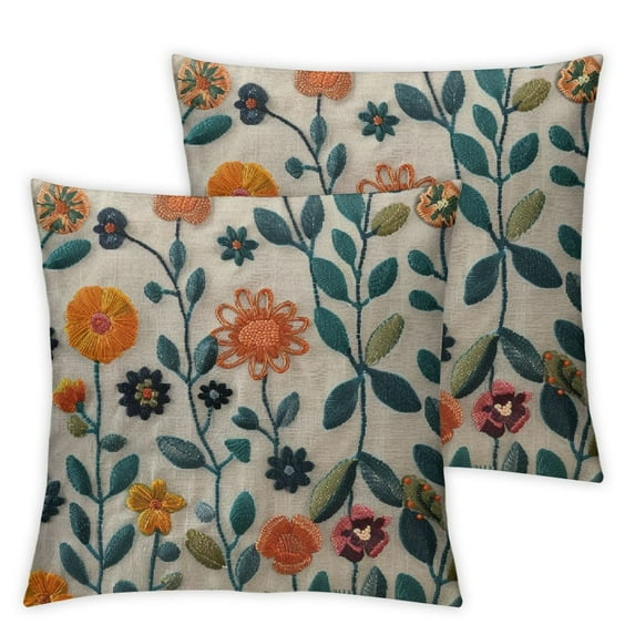 nygtbtfer Flower Embroidered Decorative Throw Pillow Cushion Covers for Home Bed Room Decor h Multicolor A White
