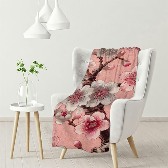 nygtbtfer Flower Flannel Throw Blanket Gradient Pink All Season Bed Blanket for Sofa Couch