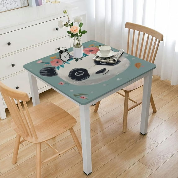 nygtbtfer Flower Square Fitted Tablecloth, Elastic Edge Wipeable Washable Table Covers, Stain Resistant Polyester Table Clothes Fits Square Table 40*40