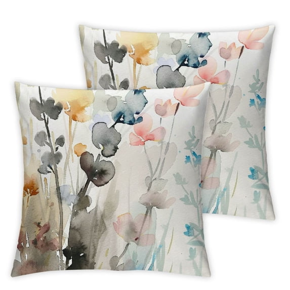 nygtbtfer Flower Throw Pillow Covers Set of 2, Pillow Cushion Cases, Modern Decorative Square Pillowcases for Sofa Couch Bedroom Living Room Car White